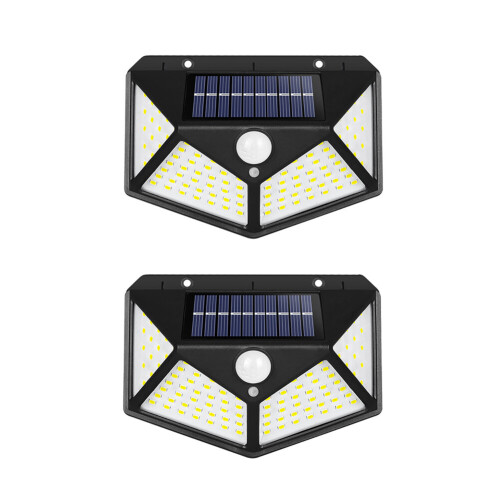 (2PCS) Solar Light Outdoor 100 LED Wall Light Motion Sensor Security Lights Waterproof with 3 Modes for Garden Outside