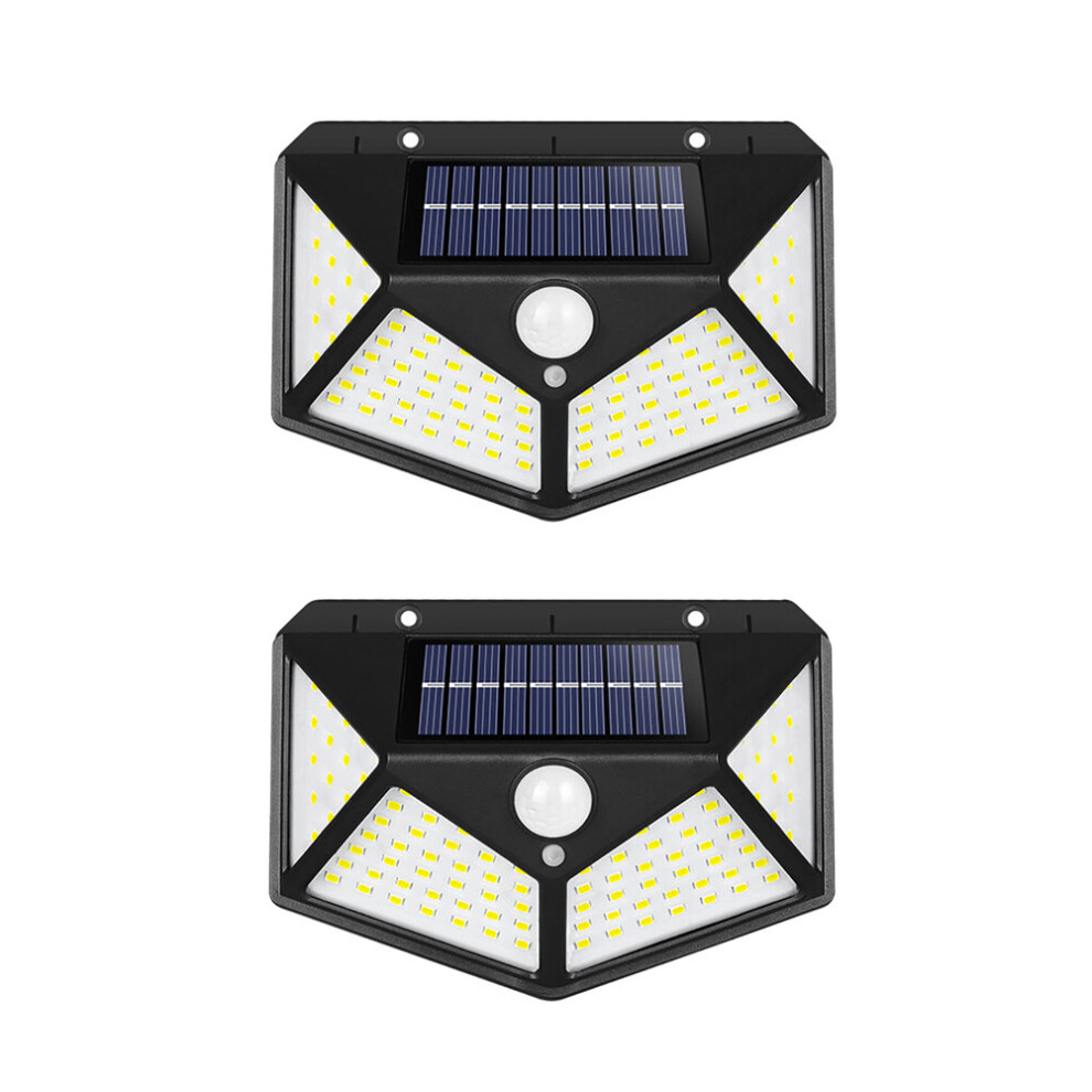 (2PCS) Solar Light Outdoor 100 LED Wall Light Motion Sensor Security Lights Waterproof with 3 Modes for Garden Outside