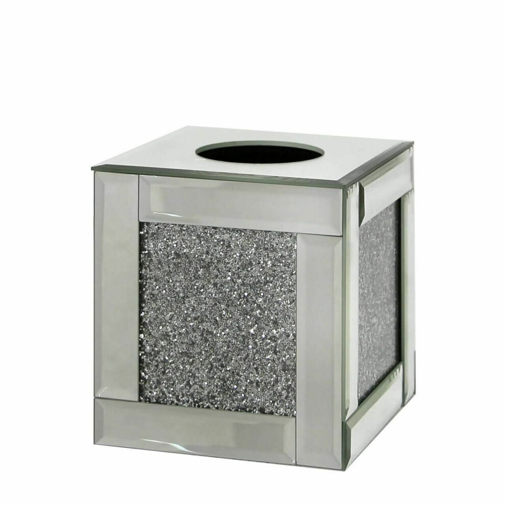 Signaturecrystal Latest Cube Tissue Box Crushed Crystal Mirror Diamond Diamante Silver