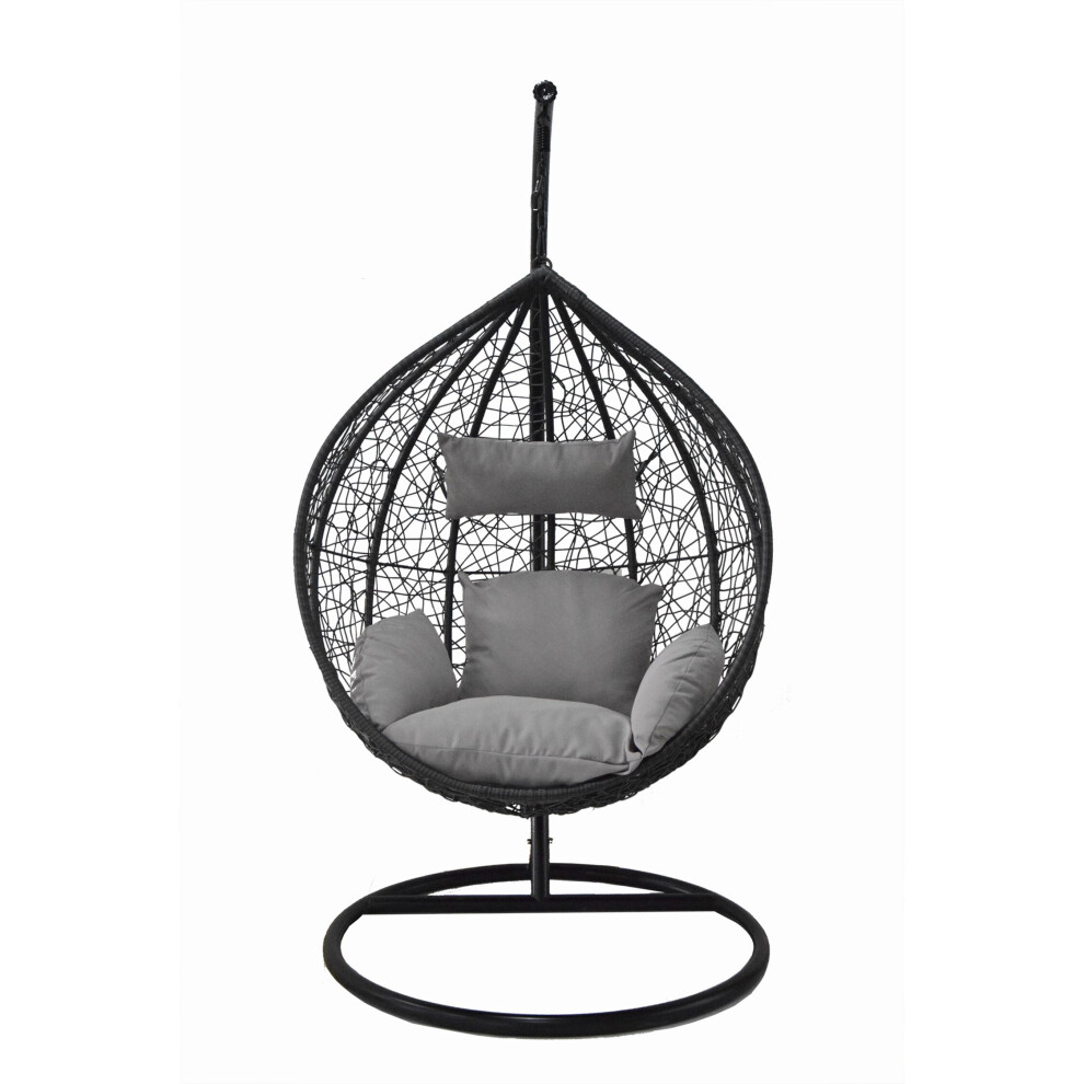 Hortus Hanging Egg Chair Swing Cushion Rattan Wicker Indoor Outdoor Grey