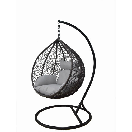 Hanging Egg Chair Swing Cushion Rattan Wicker Indoor Outdoor Grey on OnBuy