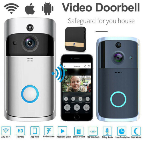 Ranpo (Black ) Wireless WiFi Video Doorbell Camera Recording Audio Intercom Smart Home Security 1