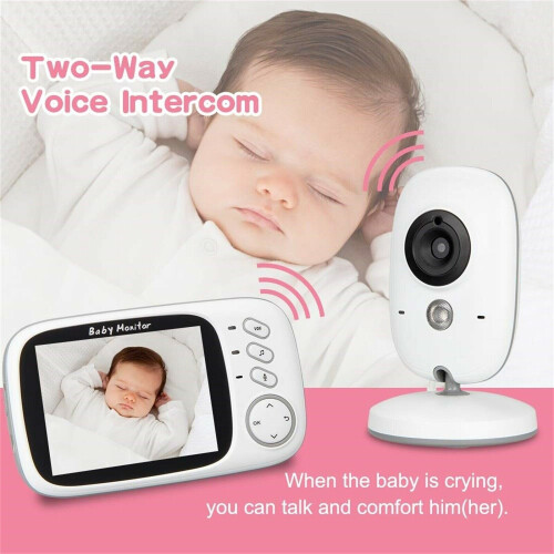 Ranpo Monitor de vídeo digital sem fios de 3,2 polegadas LCD para bebés Sensor de temperatura com visão nocturna Ficha do Reino Unido 1