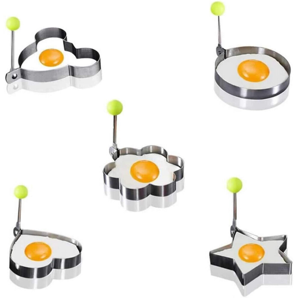 5 Pcs Stainless Steel Fried Egg Ring Mold Omelette Pancake Rings Cute Shape Egg Mold Cooking Tools for Breakfast