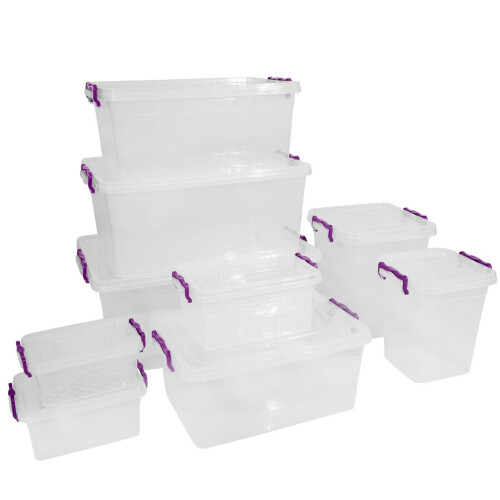 (20L) Plastic Storage Box Boxes Lid Handles Food Container Home Kitchen Office Box UK 1