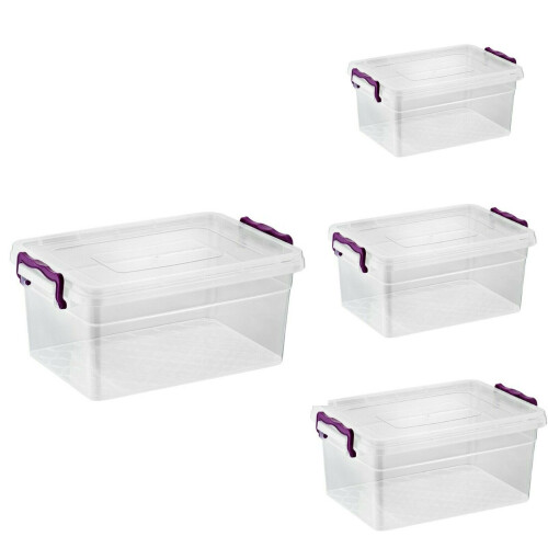 (20L) Plastic Storage Box Boxes Lid Handles Food Container Home Kitchen Office Box UK 2