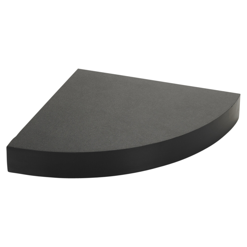 (Black) Floating Wooden Mounting Corner Shelf Display Unit Black