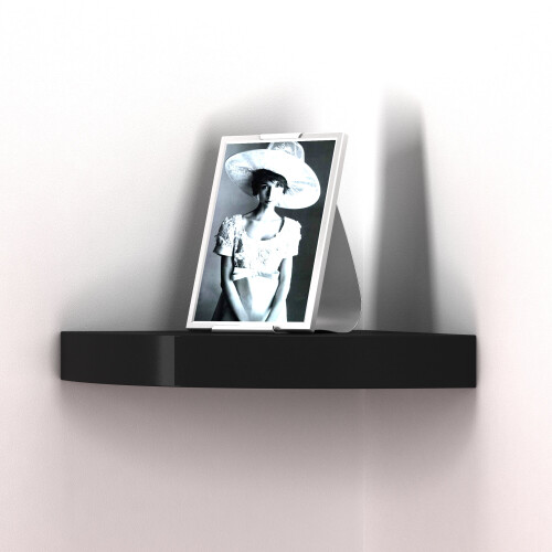 (Black) Floating Wooden Mounting Corner Shelf Display Unit 2