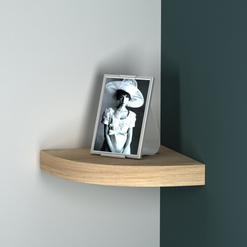 (Oak) Floating Wooden Mounting Corner Shelf Display Unit