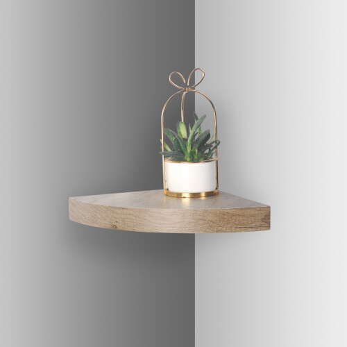 (Anthracite Oak) Floating Wooden Mounting Corner Shelf Display Unit 1
