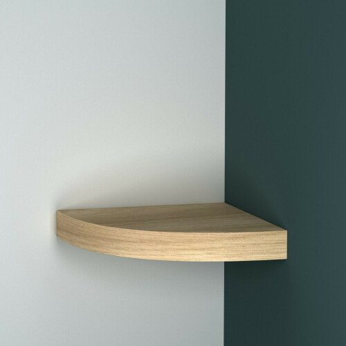(Oak) Floating Wooden Mounting Corner Shelf Display Unit 2