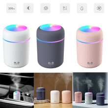 (Pink) Air Humidifier Turning Color Cup essential oil Aroma in Home Office Car Rainbow Light LED USB airpurifier
