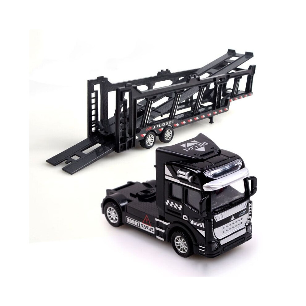 (Black) Truck Trailer Diecast Model Car Transporter Toy-image-OPC-P7BFQVF-NEW