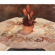 Autumnal Leaves Stamped Tablecloth Embroidery Kit 34''x34''