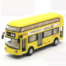 (Yellow) Sound & Light 1:50 Double-Decker London Bus Toy - Metal Pull-Back Model, 3+ - TOY7768