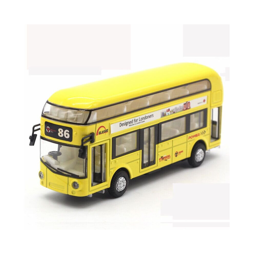 () Sound & 1:50 Double-Decker London Bus Toy - Metal Pull-Back Model, 3+ - Toy7768 Yellow/Light
