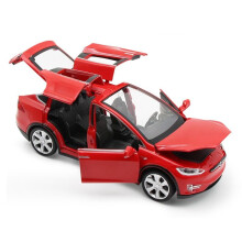 (Red) Tesla Model X 90D SUV Diecast Model Car Kids Gift