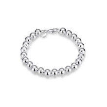BG1724: Genuine Charles William Silver Beads Ball Bracelet - Women's Small Silver Bangle Gift