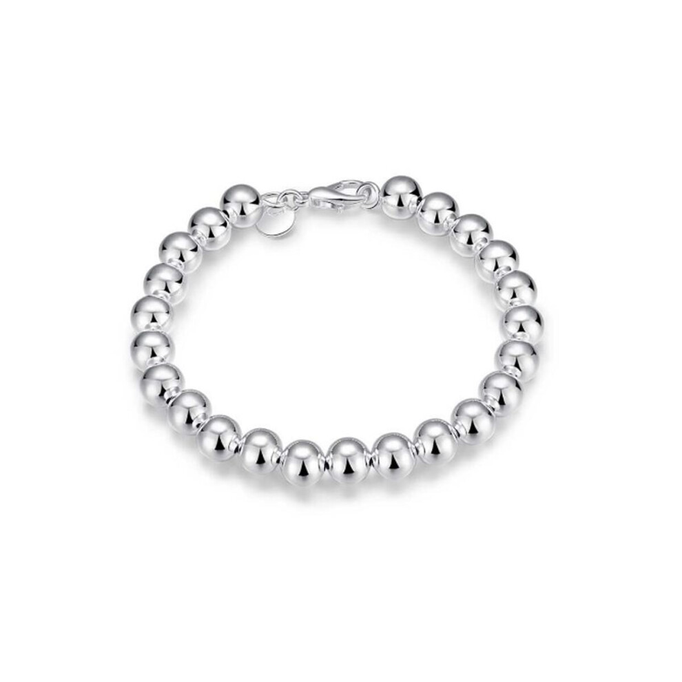 Charles William Bg1724: Genuine Silver Beads Ball Bracelet - Women's Small Silver Bangle Gift White,Silver