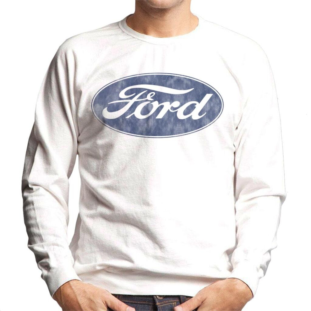 (L, White) Ford Classic Logo Men's Sweatshirt