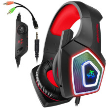(Black/Red) Gaming Headset Stereo Surround Sound Gaming Headphones with Breathing RGB Light & Adjustable Mic for PS4 PC Xbox One(S/X) Laptop Mac