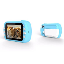 (Azul) Cámara selfie para niños con pantalla de 3,5 pulgadas y impresión instantánea - regalo - fotos DIY