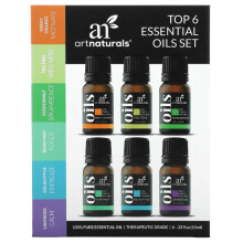 artnaturals, Top 6 essentiële oliën set, 6 stuk set, 0,33 fl oz (10 ml) per stuk