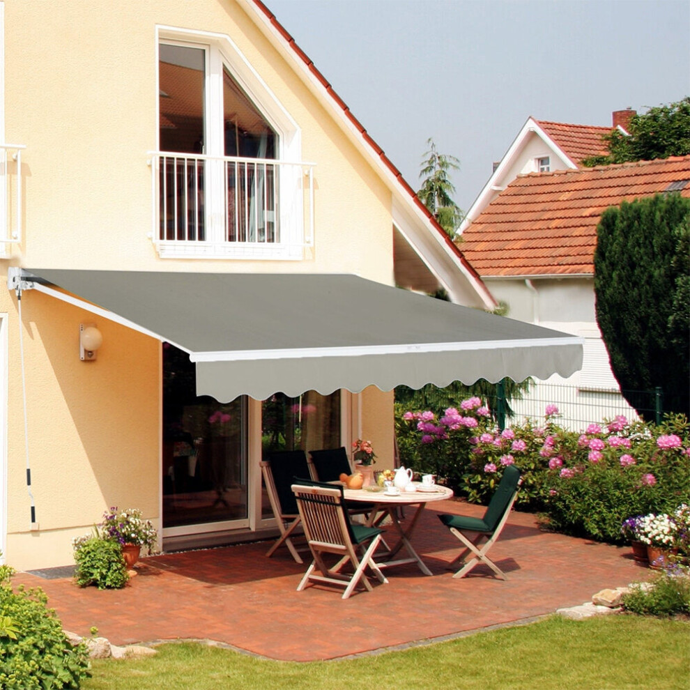 (3.5x3M) UV Sun Garden Shade Retractable Patio Awning Manual Shelter Outdoor Canopy