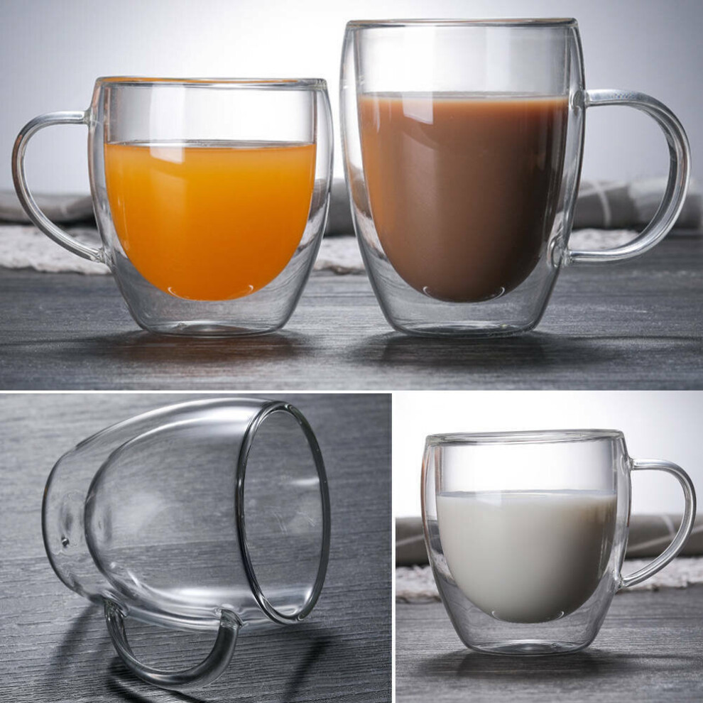 (450ML) Double Wall Glass Tea Coffee Cup Heat-resistant Clear Glass Mug