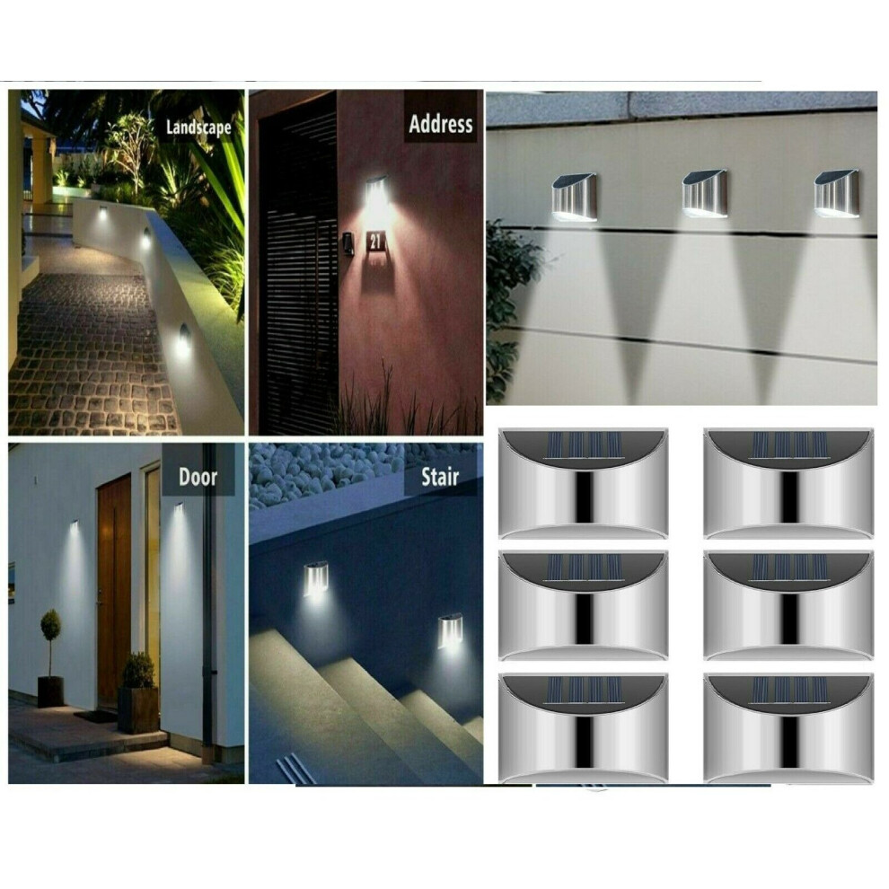 8Pc LED Solar Power Garden Fence Lights Wall Light Patio Outdoor