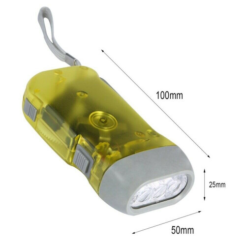(Red) Hand Pressing 3 LED Crank Power Dynamo Wind Up Flashlight Torch Night Lamp Light 2