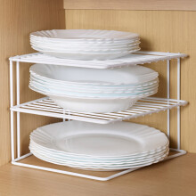 3-Tier Corner Plate Rack | Laminated Metal Wire Stand for Kitchen Cupboard Storage | Space-Saving & Organizes Plates