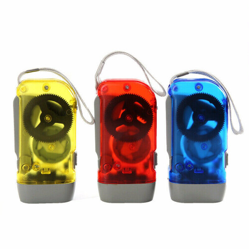 (Red) Hand Pressing 3 LED Crank Power Dynamo Wind Up Flashlight Torch Night Lamp Light 1