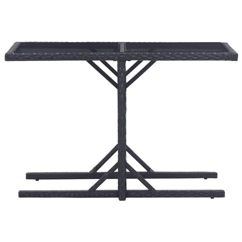 VidaXL vidaXL Gartentisch Schwarz 1105372 cm Glas und Poly Rattan 1