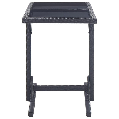 VidaXL vidaXL Gartentisch Schwarz 1105372 cm Glas und Poly Rattan 2