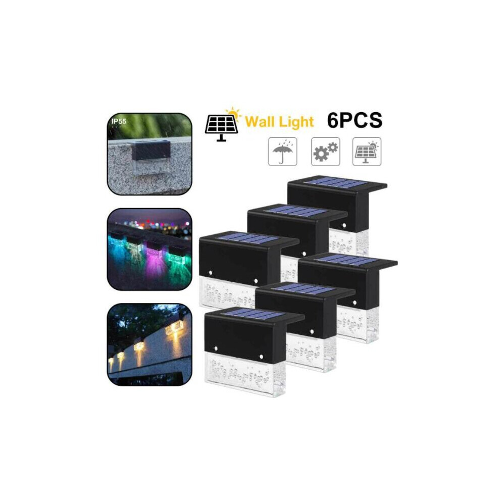 6 X LED Solar Power Light Outdoor Courtyard Home Colorful Step Lamp