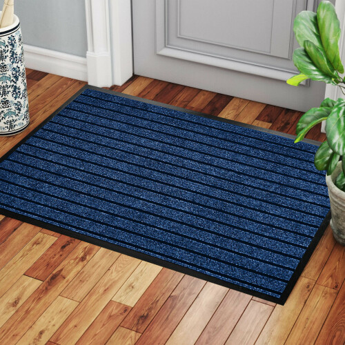 (50 x 80 cm, BLUE) Rubber Backed Door Mat Non Slip Kitchen Rubber Mat