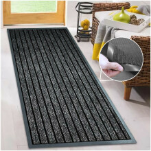 (80 x 300 cm, GREY) Rubber Backed Door Mat Non Slip Kitchen Rubber Mat Runner Rugs