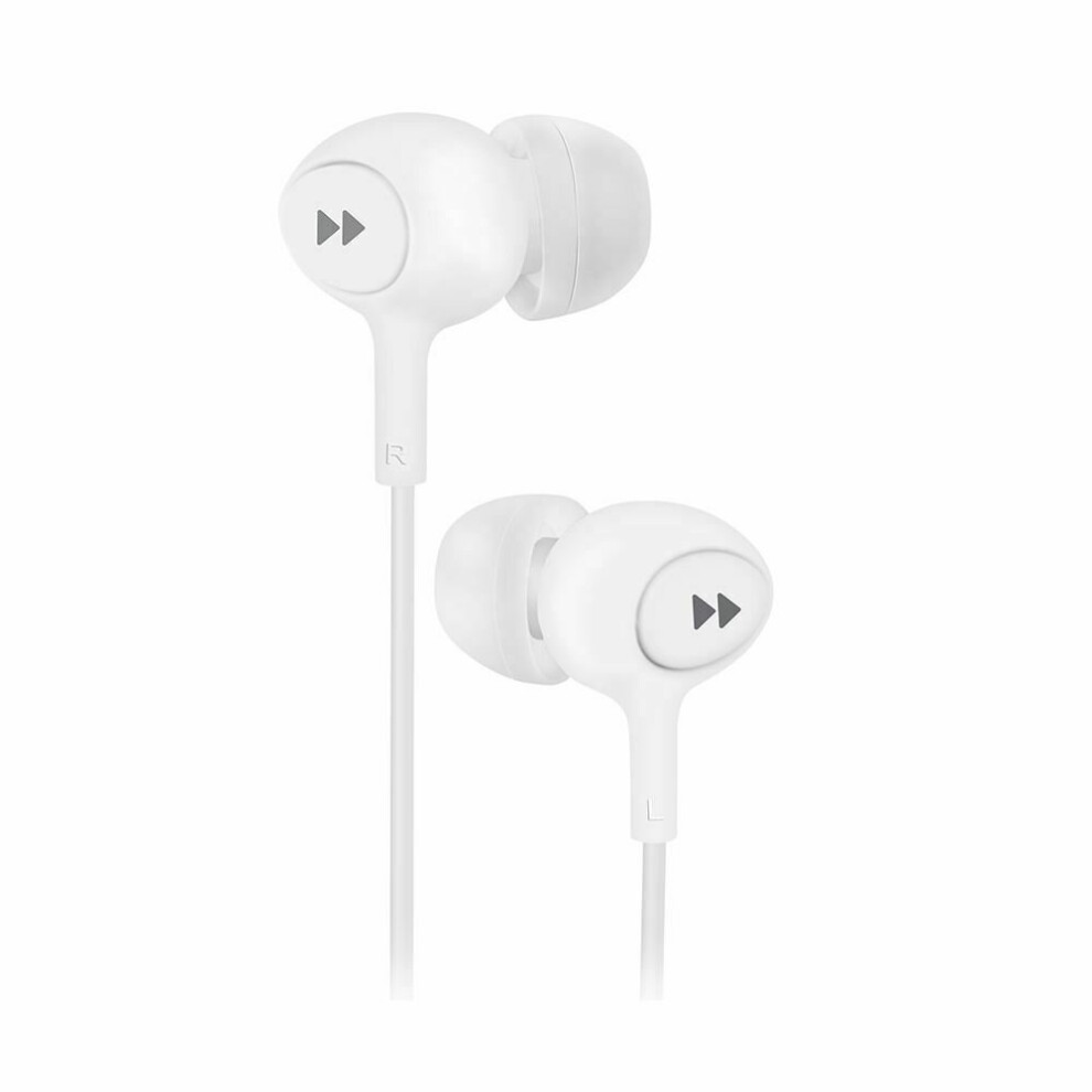 Groov-e GGVEB13WE Mobile Buds Earphones with Remote Mic, Voice Assistant, 3.5mm Gold Plug, White