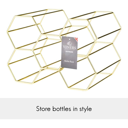 Viners Viners Hexagonal Wine Bottle Rack Liquor Storage Gold 1