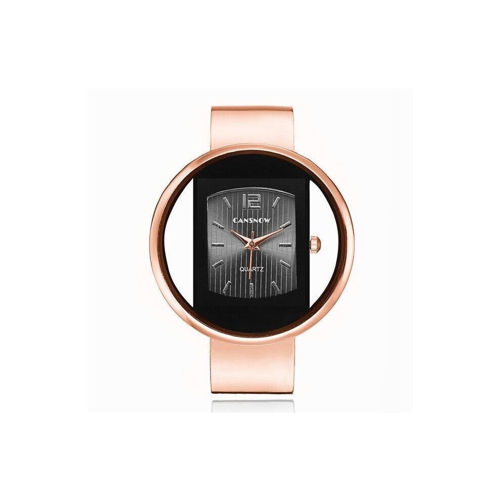 (Rose Gold Black) Stainless Steel Women,s Bracelet, Bangle Watches,  Ladies Jewelry Watch