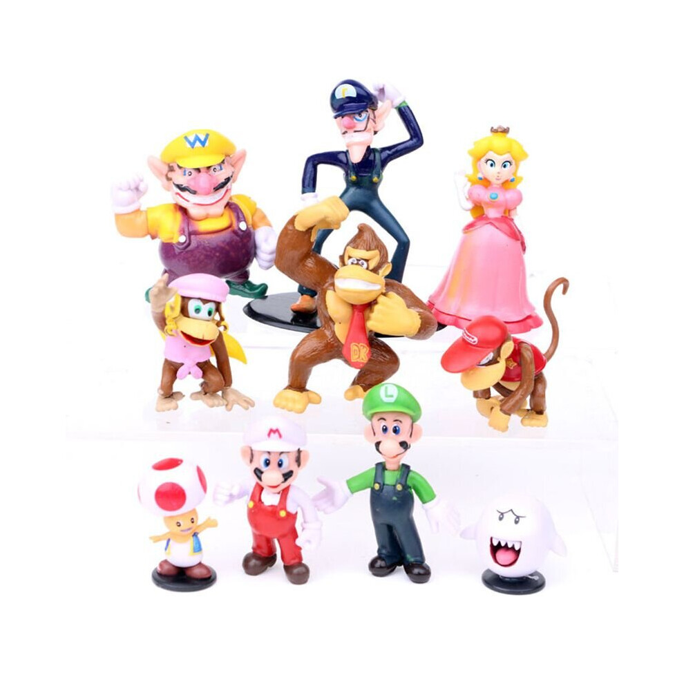 10Pcs Super Mario Bros Toad Figures Gift Toy Peach