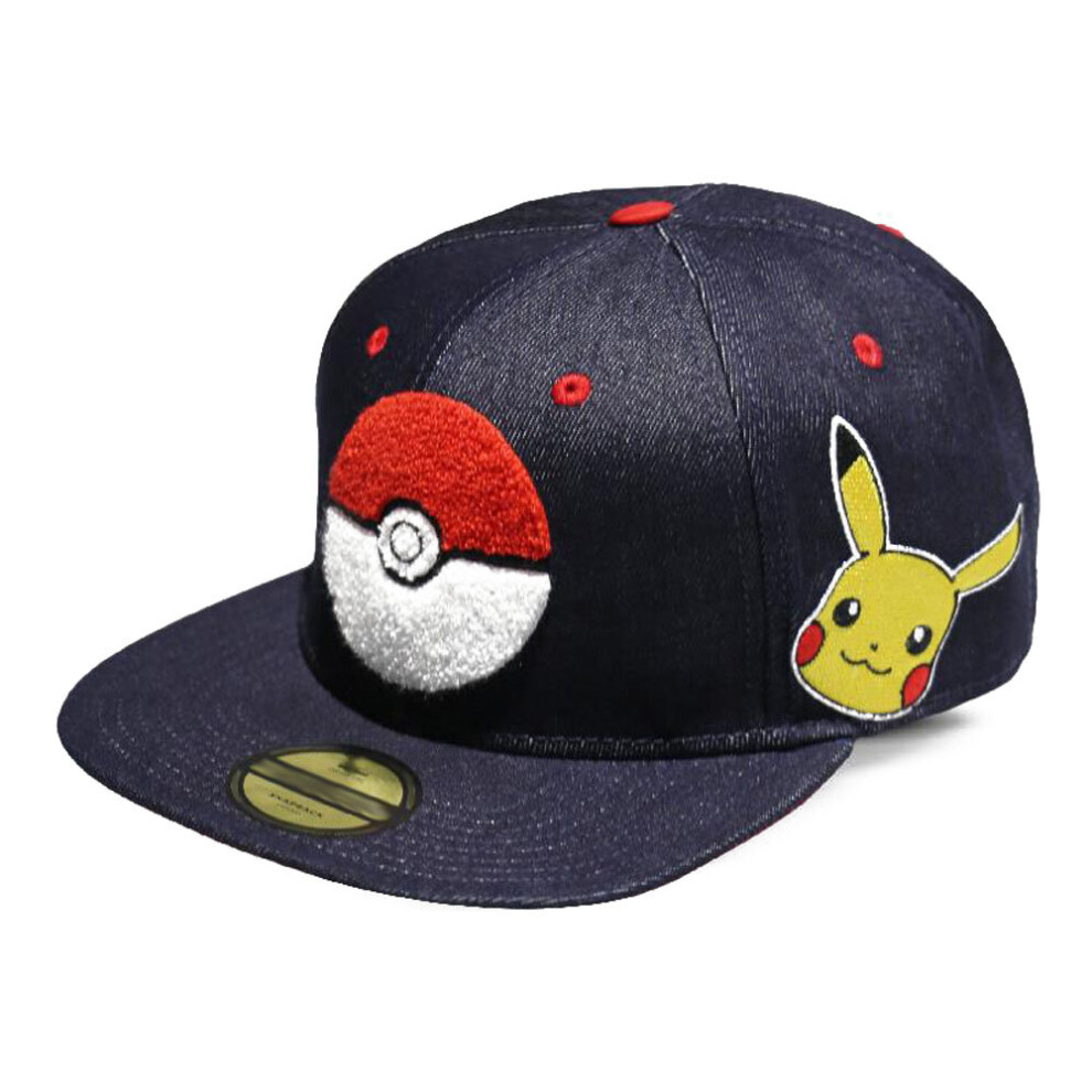 Pokémon Pokemon Pokeball Denim Snapback Baseball Cap Blue