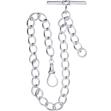 Single Albert Chain for Pocket Watch - Large Link Sterling Silver - Gents Gift