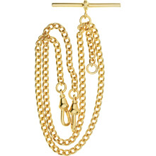 Double Albert Chain for Pocket Watch - Finished in Rolled Gold - Gift Gents
