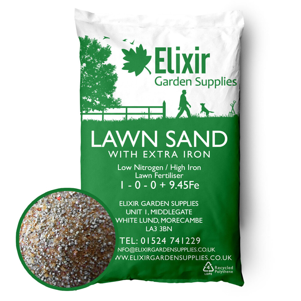 (15kg) Elixir Gardens | Lawn Sand and Moss Killer | 4 - 0 - 0 + 3Fe | 500g - 20kg Bags