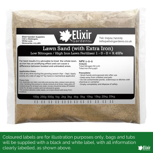 Elixir Garden Supplies (20kg) Elixir Gardens Lawn Sand & Moss Killer | 4-0-0+3Fe 1