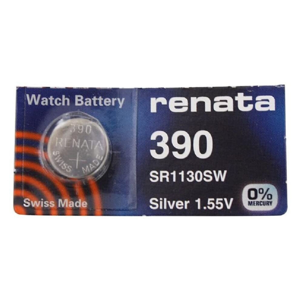 (5 x 390 or SR 1130 SW) Renata Watch Battery Swiss Made Renata 390 or SR1130SW Or AG10 1.5V-image-OPC-P7BZFVD-NEW