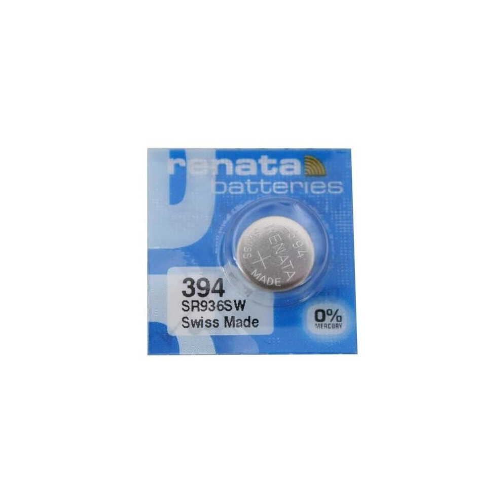 (10 x 394, SR 936 SW) Renata Single Watch Battery Swiss Made Renata 394 or SR936SW Or AG9 1.5V