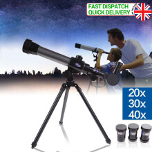 Child Beginner Refractor Telescope 20/30/40X Astronomical Lens Adjustable Tripod